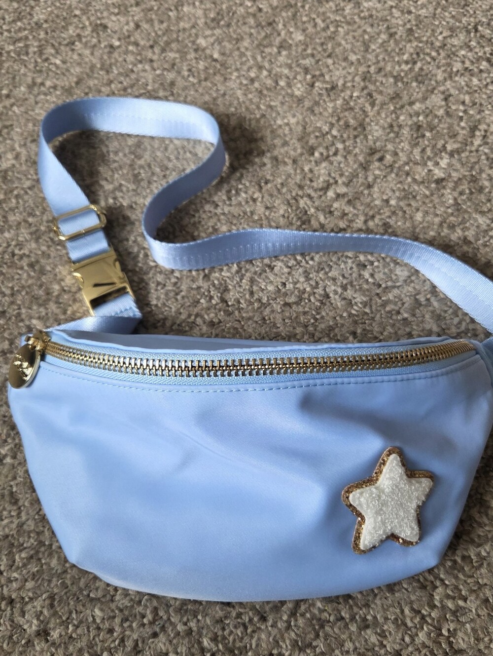 Stoney Clover Lane Nylon Fanny Pack Periwinkle Star Patch Waist Bag EUC